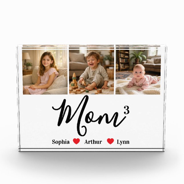 Modern Minimalist Mum Custom Photo & Name Keepsake Block (Front)