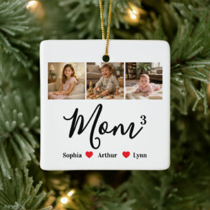Modern Minimalist Mum Custom Photo & Name Keepsake Ceramic Ornament