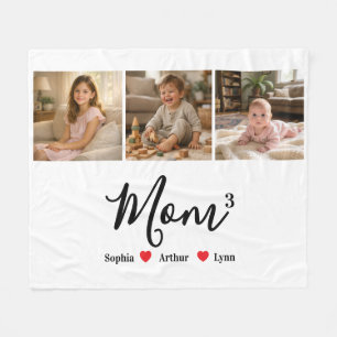 Modern Minimalist Mum Custom Photo & Name Keepsake Fleece Blanket