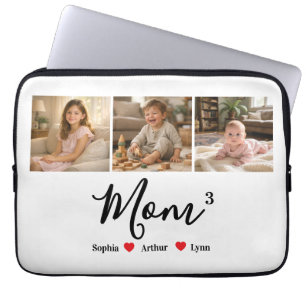 Modern Minimalist Mum Custom Photo & Name Keepsake Laptop Sleeve