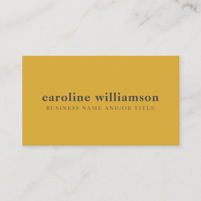 Modern Minimalist Mustard Yellow Grey Text Custom  Business Card (Front)