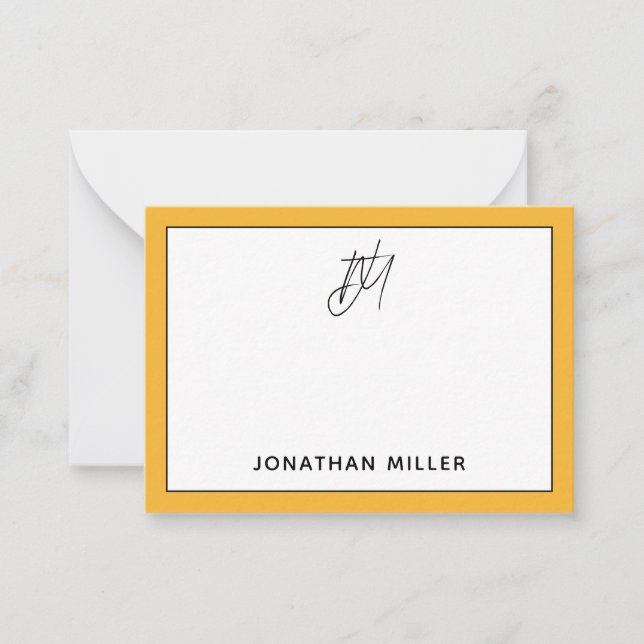 Modern Minimalist Mustard Yellow Monogram Card (Front)