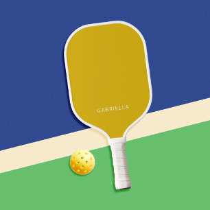 Modern Minimalist Mustard Yellow Personalised Name Pickleball Paddle
