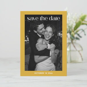 Modern Minimalist Mustard Yellow Photo QR Wedding Save The Date