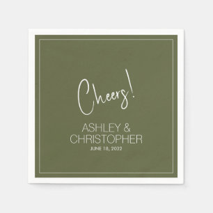 Modern Minimalist Muted Moss Wedding Napkin