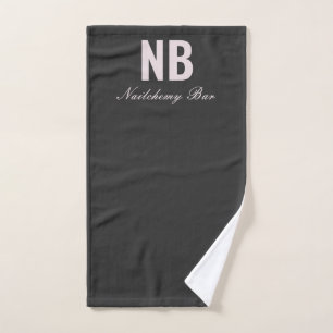 Modern Minimalist Nail Salon Custom Black Hand Towel