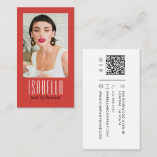Modern Minimalist Nail Technician Photo Business Card