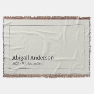 Modern Minimalist Name and Title, Graduation Throw Blanket