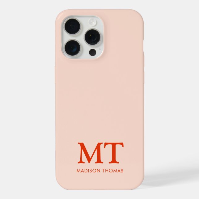 Modern Minimalist Name Initial Monogram iPhone Case (Back)