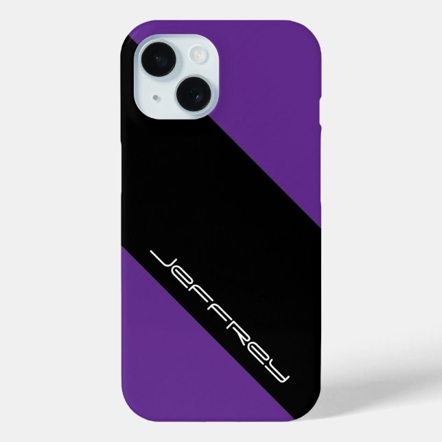 Modern Minimalist, Name, Purple Black, One Stripe Case-Mate iPhone Case (Back)