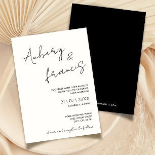 Modern Minimalist Name Script Calligraphy Black Invitation