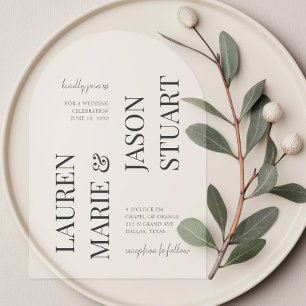 Modern Minimalist Names Calligraphy Black Acrylic Invitations