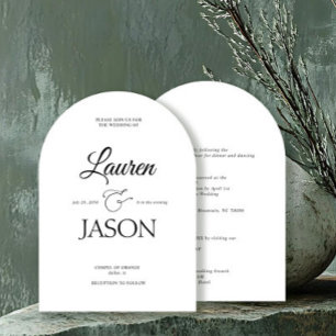 Modern Minimalist Names Calligraphy Black Invitation