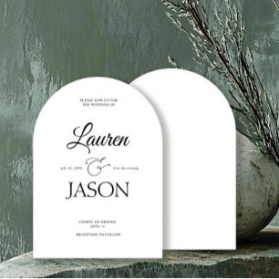 Modern Minimalist Names Calligraphy Black Invitation