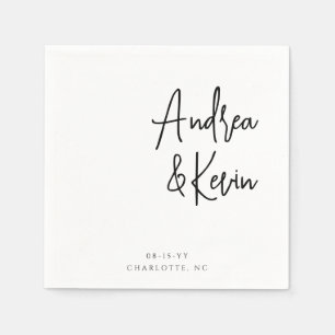 Modern Minimalist Names Wedding Engagement Napkins