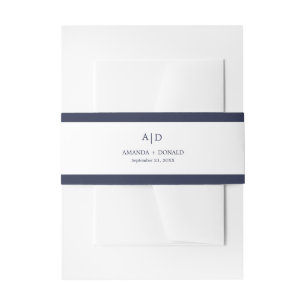 Modern Minimalist Nautical Monogram Wedding  Invitation Belly Band