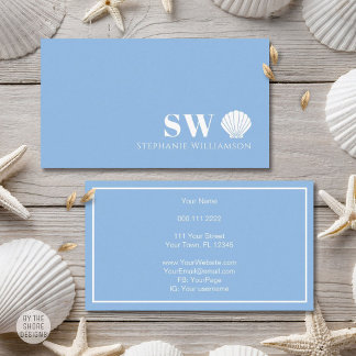Modern Minimalist Nautical Shell Initials Monogram Business Card