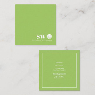 Modern Minimalist Nautical Shell Initials Monogram Square Business Card