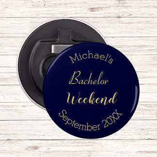 Modern Minimalist Navy and Gold Bachelor Party Bottle Opener
