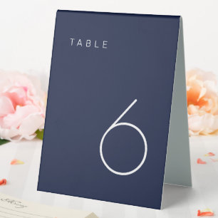 Modern Minimalist Navy and White Table Number Tabl