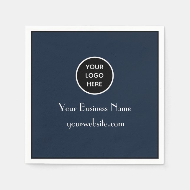 Modern Minimalist Navy Blue Business logo Modern Napkin (Front)