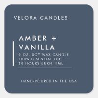Modern Minimalist Navy Blue Candle Label Sticker