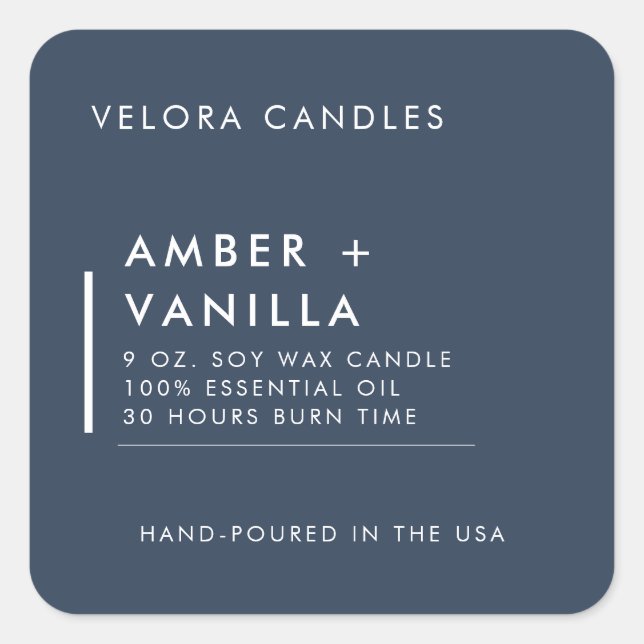 Modern Minimalist Navy Blue Candle Label Sticker (Front)