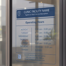 Modern Minimalist Navy Blue Clinic Operating Hours