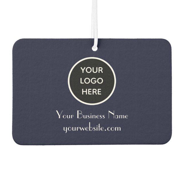Modern Minimalist Navy Blue Custom logo QR Code Car Air Freshener (Front)