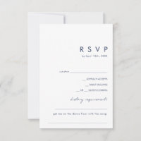Modern Minimalist Navy Blue Diet/Song Request RSVP