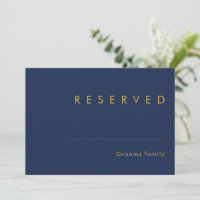 Modern Minimalist Navy Blue | Gold Reserved Sign