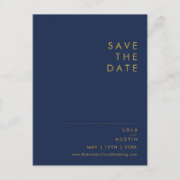 Modern Minimalist Navy Blue | Gold Save The Date