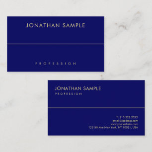 Modern Minimalist Navy Blue Gold Template Elegant Business Card