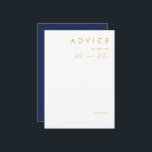 Modern Minimalist Navy Blue | Gold Wedding Advice Card<br><div class="desc">This modern minimalist navy blue | gold wedding advice card is perfect for your classy boho wedding. Its simple, unique abstract design accompanied by a contemporary minimal script and a dark navy blue colour palette gives this product a feel of elegant formal luxury while staying simplistic, chic bohemian. Keep it...</div>