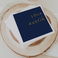 Modern Minimalist Navy Blue | Gold Wedding Napkins