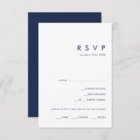 Modern Minimalist Navy Blue Menu Choice RSVP Card
