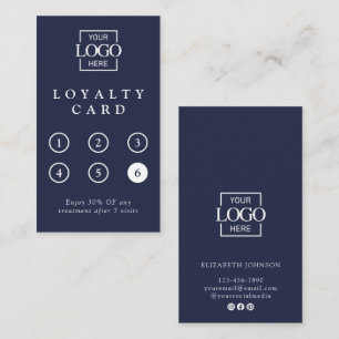 Modern Minimalist Navy Blue Professional Reward Loyalty Card