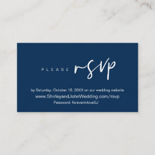 Modern Minimalist, Navy blue Script, Online RSVP   Enclosure Card
