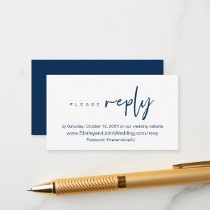 Modern Minimalist, Navy blue Script, Online RSVP  Enclosure Card