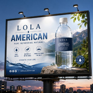 Modern Minimalist Navy Blue Silver Water Bottle Label
