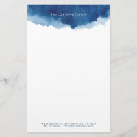Modern Minimalist Navy Blue Watercolor Splash
