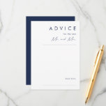 Modern Minimalist Navy Blue Wedding  Advice Card<br><div class="desc">This modern minimalist navy blue wedding advice card is perfect for your classy boho wedding. Its simple, unique abstract design accompanied by a contemporary minimal script and a dark navy blue colour palette gives this product a feel of elegant formal luxury while staying simplistic, chic bohemian. Keep it as is,...</div>