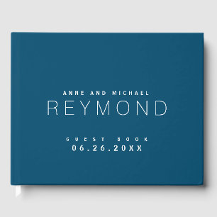 Modern Minimalist Navy Blue Wedding Guest Book