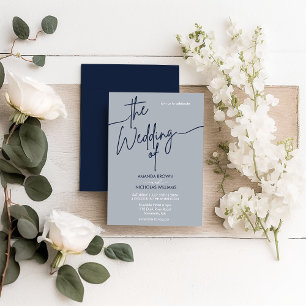 Modern Minimalist Navy Blue Wedding Invitation
