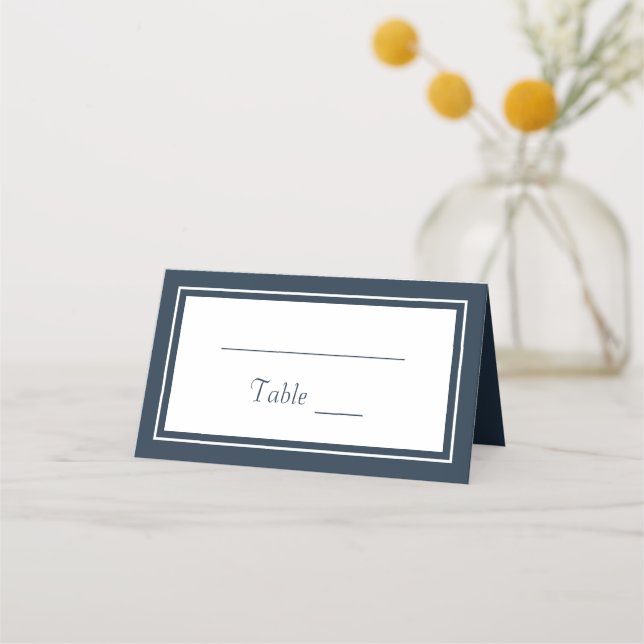 Modern Minimalist Navy Blue Wedding Place Card (Front)