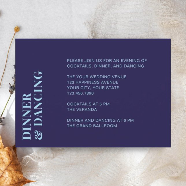 Modern Minimalist Navy Blue Wedding Reception Card (Creator Uploaded)