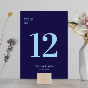 Modern Minimalist Navy Blue Wedding Table Number