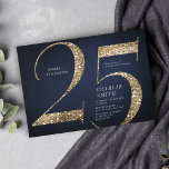 Modern minimalist navy gold glitter 25th birthday invitation<br><div class="desc">Modern minimalist 18th birthday party invitation features stylish faux gold glitter number 25 and your party details in classic serif font on navy blue background,  simple and elegant,  great surprise birthday invitation for men and women.  
the white background colour can be changed to any colour of your choice.</div>