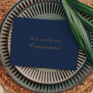 Modern Minimalist | Navy Gold Groomsman Proposal Invitation