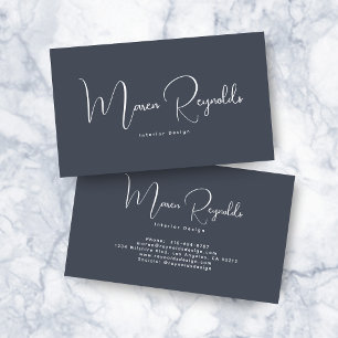 Modern Minimalist Navy Script Business Card